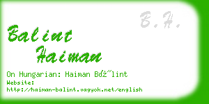 balint haiman business card